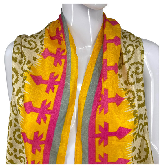 Soft Surroundings Women's O/S Flowy Neon Printed Fringe Tassel Vest Cruise Beach - Picture 3 of 8